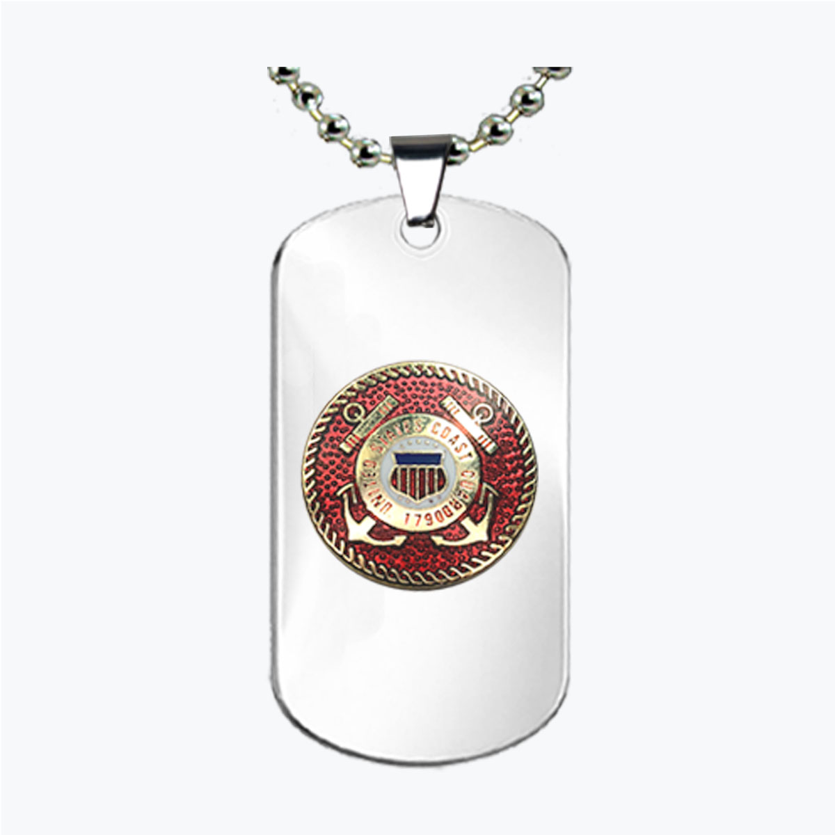 Coast Guard Insignia Red Gold Emblem Dog Tag